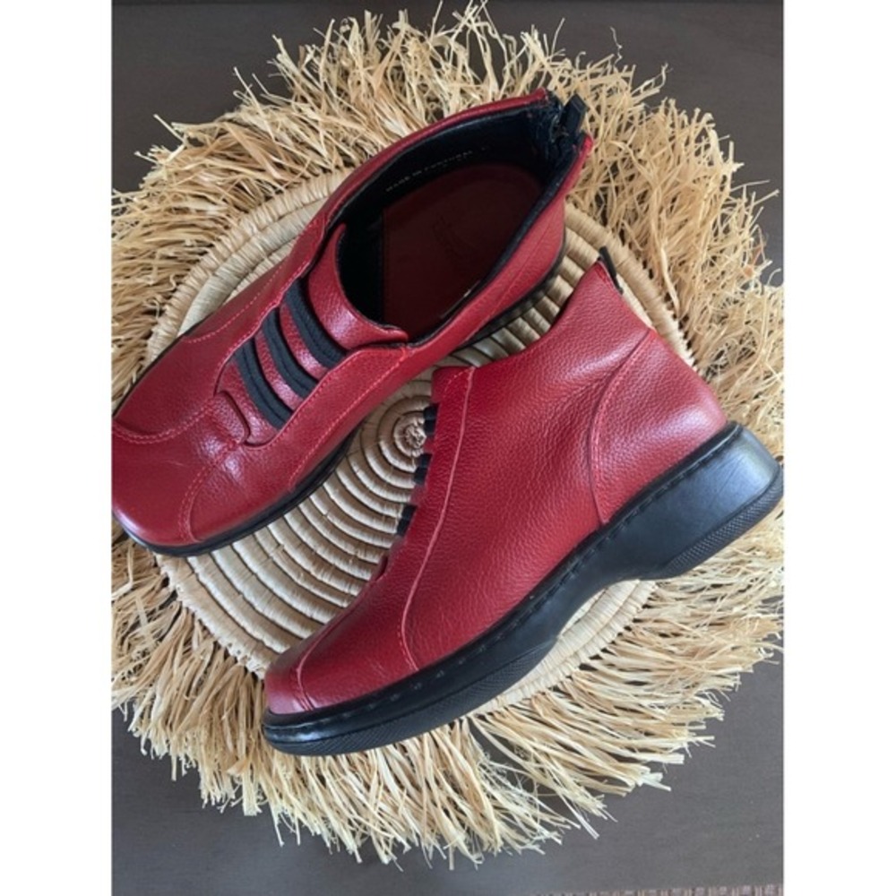 DANSKO‎ Erin Red Leather Slip On Zip Up Leather Ankle Boots 37